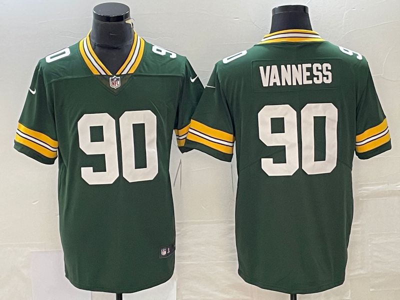 Men Green Bay Packers 90 Vanness Green Nike Vapor Limited NFL Jersey style 1
